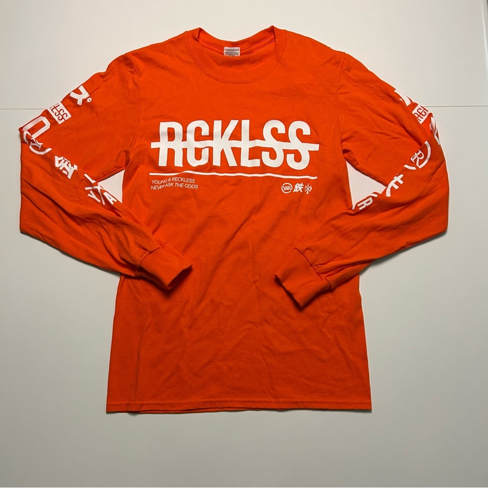 Young & Reckless Orange Long Sleeve Tee with Graphic Details